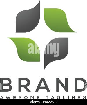 creative abstract Leaves Eco Logo square shape design vector Stock Vector