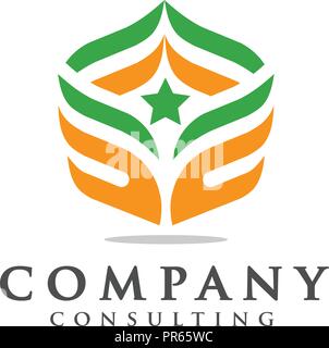 wings and star logo concept, abstract wings logo with star inside logo vector Stock Vector