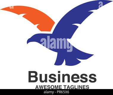 best Eagle fly logo Template, Hawk mascot graphic, blue eagle vector logo Stock Vector