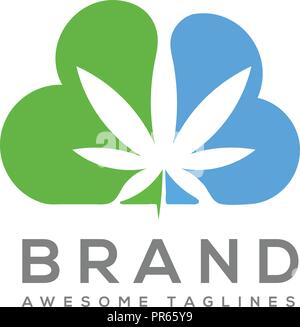 cloud Medical cannabis marijuana , leaf and clouds cannabis logo, marijuana medical logo concept Stock Vector