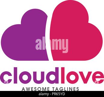 Heart  logo concept, cloud Heart logo,two heart shape, love logo concept, Heart logo, Heart icon, Love, health or doctor and relations symbol Stock Vector