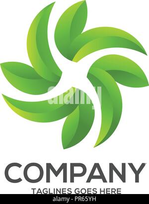 Eco environment green leaf nature  logo vector, Nature green leaf vector logo logotype Stock Vector
