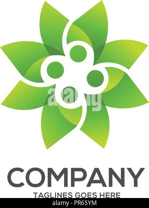 Eco environment green leaf nature  logo vector, Nature green leaf vector logo logotype Stock Vector
