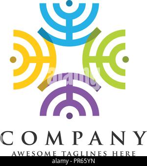 network connections business company logo, connect circle logo, circle connect logo Stock Vector