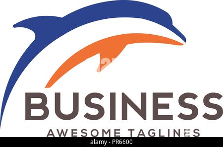 creative simple jumping dolphin modern icon for graphic and web design Stock Vector