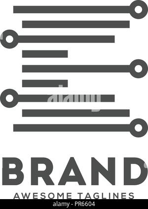 Letter E lines logo vector,  Technology Smart logo, computer and data related business, letter E hi-tech and innovative, electronic letter E logo Stock Vector
