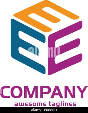 letter e 3d cube logo vector,3D abstract logo resembling letters E Stock Vector
