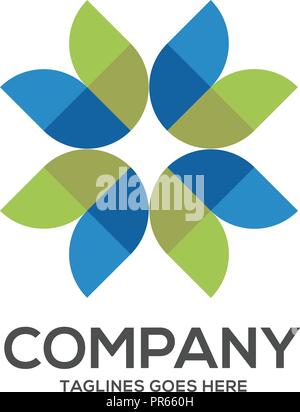 flower color decorative logo concept, blue and green abstract flower logo concept Stock Vector