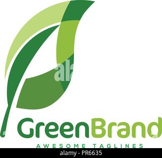 Logo of green leaf ecology nature element vector icon. creative design shape of green leaf logo Stock Vector