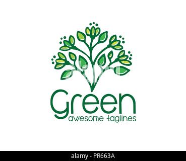 Logo of green leaf ecology nature element vector icon,Leaf logo eco graphic creative template Stock Vector