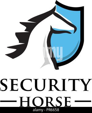 Horse head shield logo vector, Horse head profile graphic logo , Stylish horse head outline logo vector Stock Vector