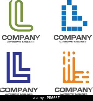 L letter logo design vector illustration logo set, L letter logo vector, letter L logo vector, creative Letter L letter logo Stock Vector
