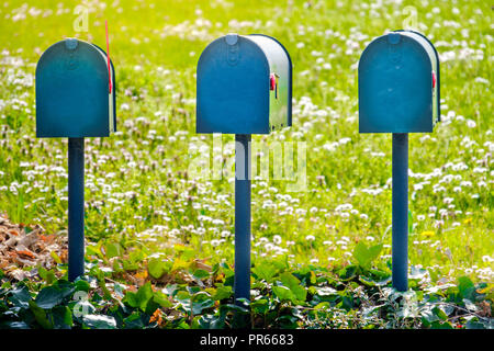 US mail letterbox delivery USA mailboxes american vintage style Stock Photo