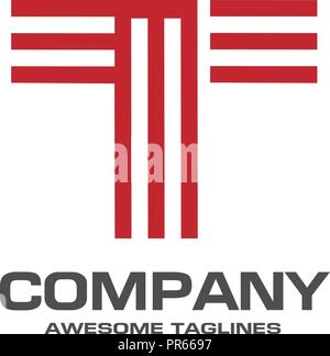 creative letter T stripes Logo,Capital letter T logo vector Stock Vector