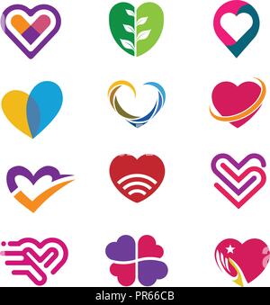 Heart icon vector logo, Heart logo, heart shape, love logo concept, Heart logo, Heart icon, Love, health or doctor and relations symbol, Heart vector Stock Vector
