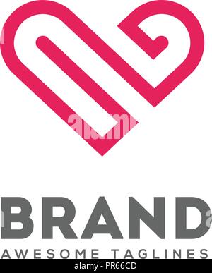 heart lines logo concept,Simple love lines romantic logo.Concept for family, pregnancy, wedding or romantic design Stock Vector