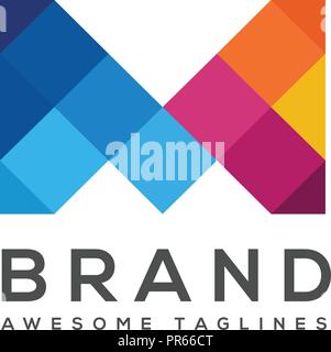 creative letter M with the concept of colorful mosaic style logo vector Stock Vector