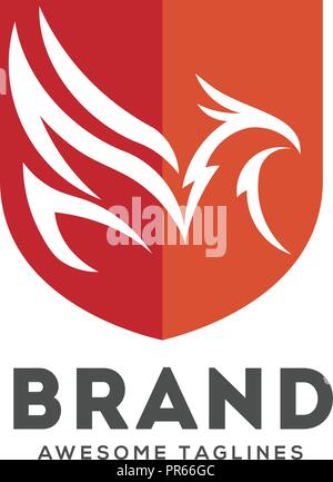 phoenix Shield logo Protection logo Vector logo template. Stock Vector