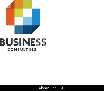 square digital pixel logo design vector, Pixel square technology logo Stock Vector