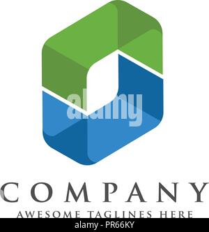 letter O square isometric logo design vector illustration template, creative Letter O  logo design vector Stock Vector