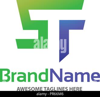 letter ST  logo design vector illustration template, letter S and T logo vector Stock Vector