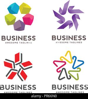 Star icons and logos collection,Star logo template, best stars media, ribbon, hanger, book, 3d stars logo Stock Vector