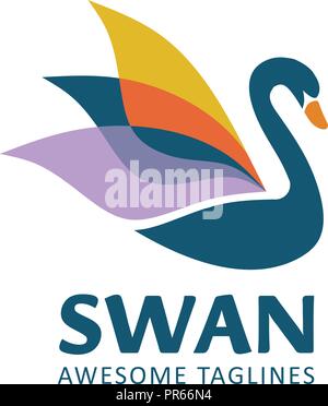 Swan bird vector logo concept illustration. Swan logo sign. Bird logo sign. Beauty logo sign Stock Vector