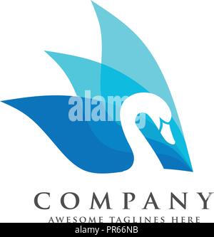 creative and elegant swan logo vector bird logo design Stock Vector
