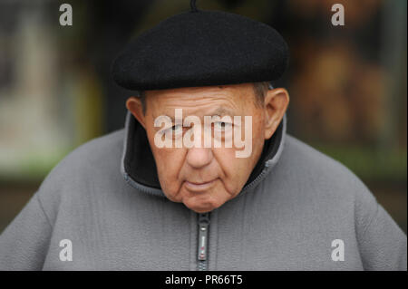 Portrait of an old man with a traditional  beret in Mirpoix France Europe Stock Photo