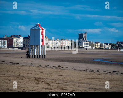 The lighthouse on legs at Burnham on Sea in the Bristol Channel Severn Estuary Somerset UK Stock Photo