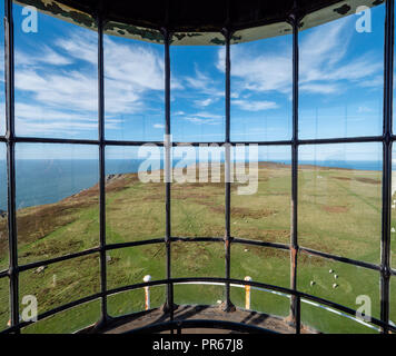 Old Light Lundy - view from the abandoned lighthouse 567 feet above the sea on the island of Lundy off the Devon coast UK Stock Photo