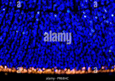 Bokeh-Abstraction: Blue light mantle with gold edging Stock Photo