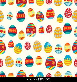 Vector colorful eggs seamless repeat pattern background. A perfect design for Easter, use it for fabric, scrapbooking, wallpaper and other crafts. Stock Vector
