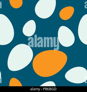 Vector yellow and mint modern eggs on dark blue background seamless pattern. Perfect for fabric, scrapbooking, wallpaper or digital crafts. Stock Vector