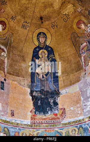 Georgia, Kutaisi, Gelati monastery, UNESCO world heritage, interior, frescoes, mosaicirgin and the Child Stock Photo