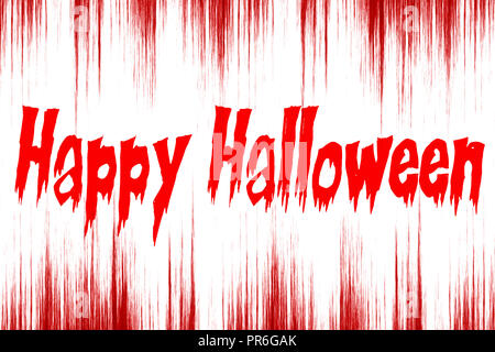 the words Happy Halloween written on bloody background Stock Photo