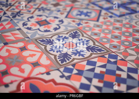 patchwork pattern tile  closeup - colorful design  , Stock Photo