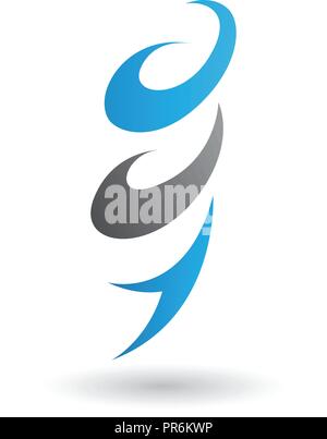 Vector Illustration of Blue Abstract Wind and Twister Shape isolated on a White Background Stock Vector
