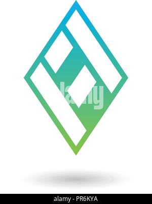 Vector Illustration of Blue and Green Diamond Shaped Letter A isolated on a White Background Stock Vector