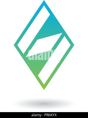 Vector Illustration of Blue and Green Diamond Shaped Letter S isolated on a White Background Stock Vector