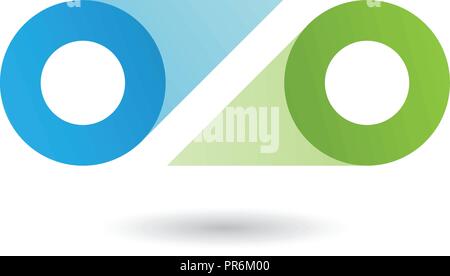Vector Illustration of Blue and Green Double Letter O isolated on a White Background Stock Vector