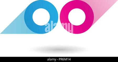 Vector Illustration of Blue and Magenta Binoculars Shaped Round Icon isolated on a White Background Stock Vector