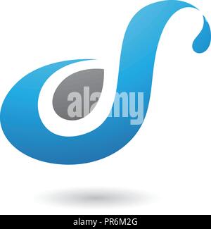 Grey And Blue Letter D Icon With Wavy Curves On A White Background 