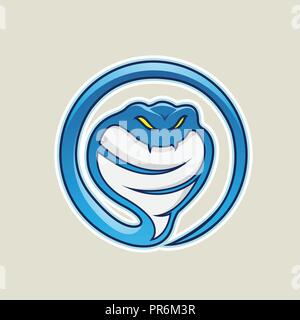 Vector Illustration of Blue Cobra Snake Cartoon Icon isolated on a White Background Stock Vector