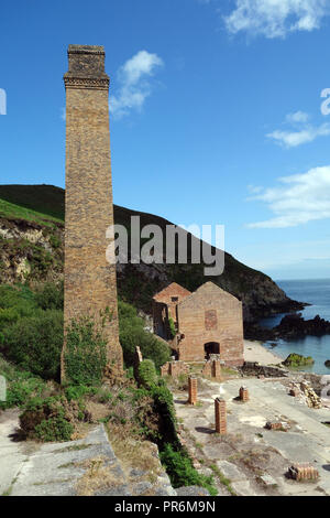 The Old Abandoned Porth Wen Brickworks on Isle of Anglesey Coastal Path in Wales, UK. Stock Photo