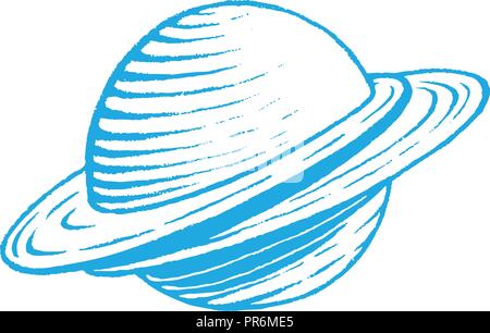 Illustration of Blue Vectorized Ink Sketch of Planet isolated on a White Background Stock Vector