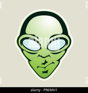 Vector Illustration of Green Alien Head Cartoon Icon isolated on a White Background Stock Vector