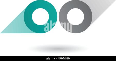 Vector Illustration of Green and Grey Binoculars Shaped Round Icon isolated on a White Background Stock Vector
