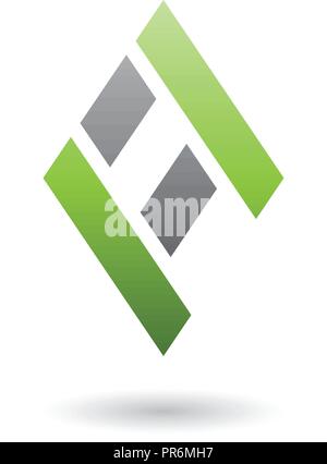 Vector Illustration of Green and Black Diamond Shaped Letter A isolated on a White Background Stock Vector