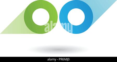 Vector Illustration of Green and Blue Binoculars Shaped Round Icon isolated on a White Background Stock Vector